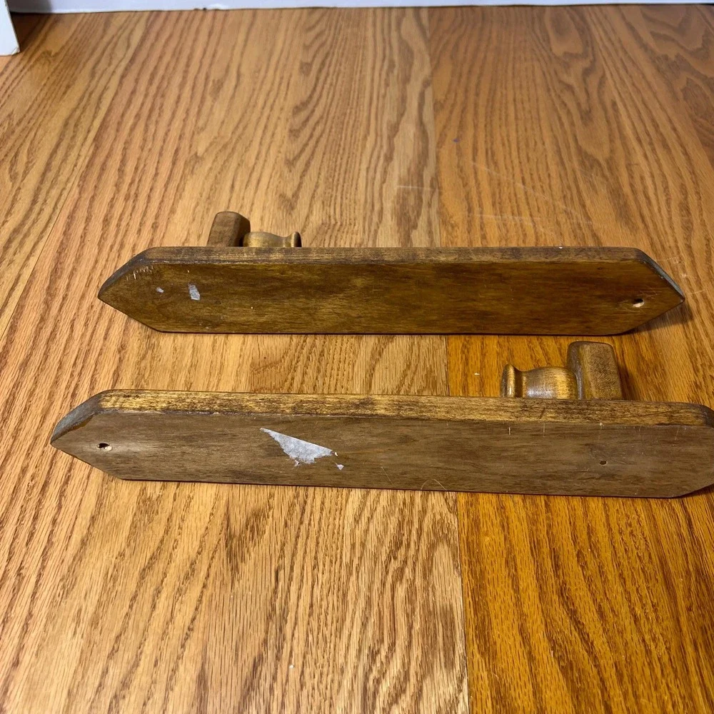 Vintage Wood Wall Candle Sconces Pair Primitive Country Farmhouse Candle Holders